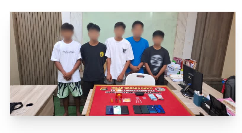 Lima Orang Diamankan di Bintaro Ampenan, Polisi Sita 2,27 Gram Diduga Sabu